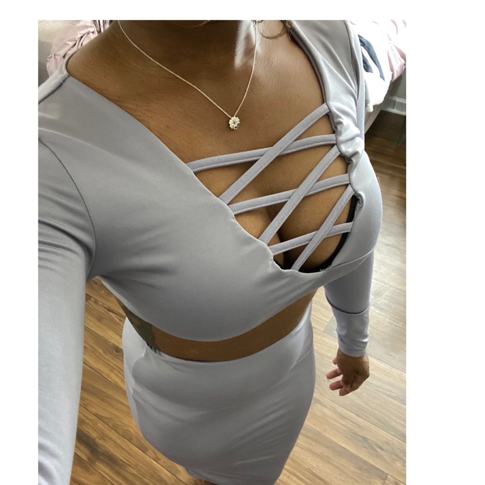 Silver/Grey Top & Skirt Combo